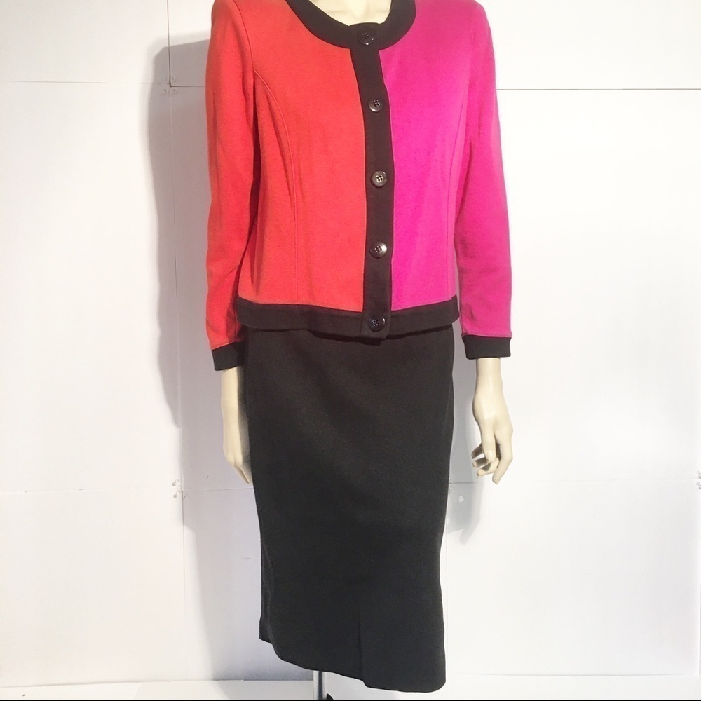 80s Vintage Adrienne Vittadini Skirt Suit 2 Piece Jacket Pencil Skirt Power Suit
